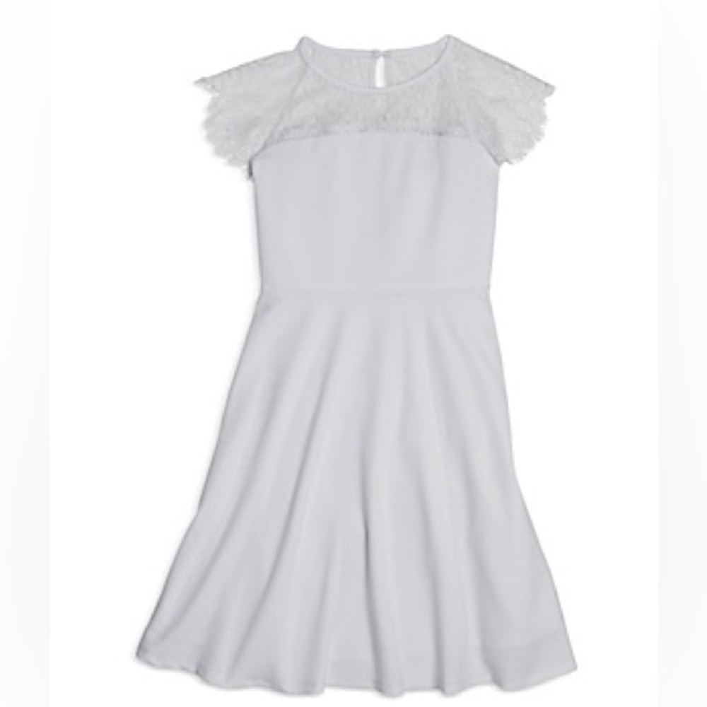 Blush by US Angels Girls Cap Sleeve Skater Dress with Lace Illusion Neck size 10